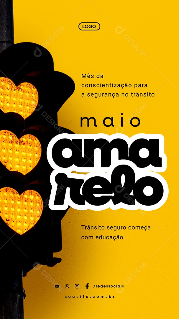 Story Maio Amarelo Trânsito Seguro Social Media PSD Editável