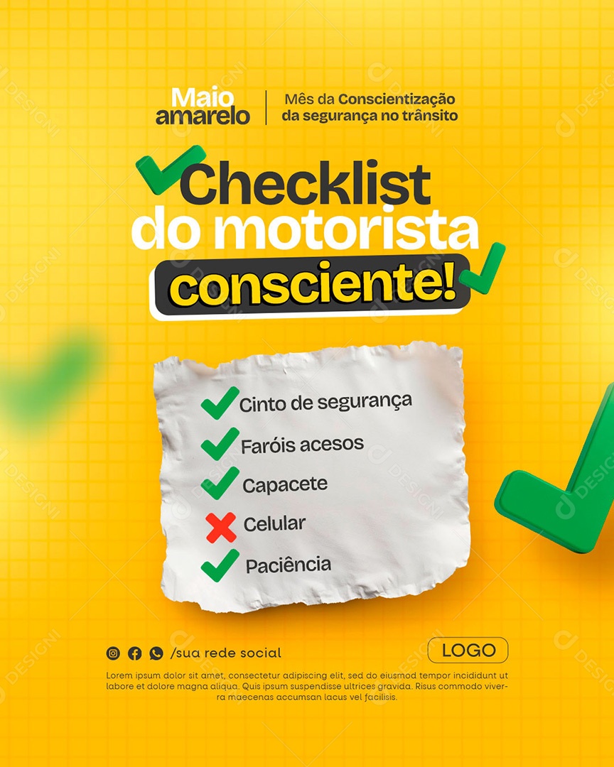 Maio Amarelo Respeito Coletivo Social Media PSD Editável