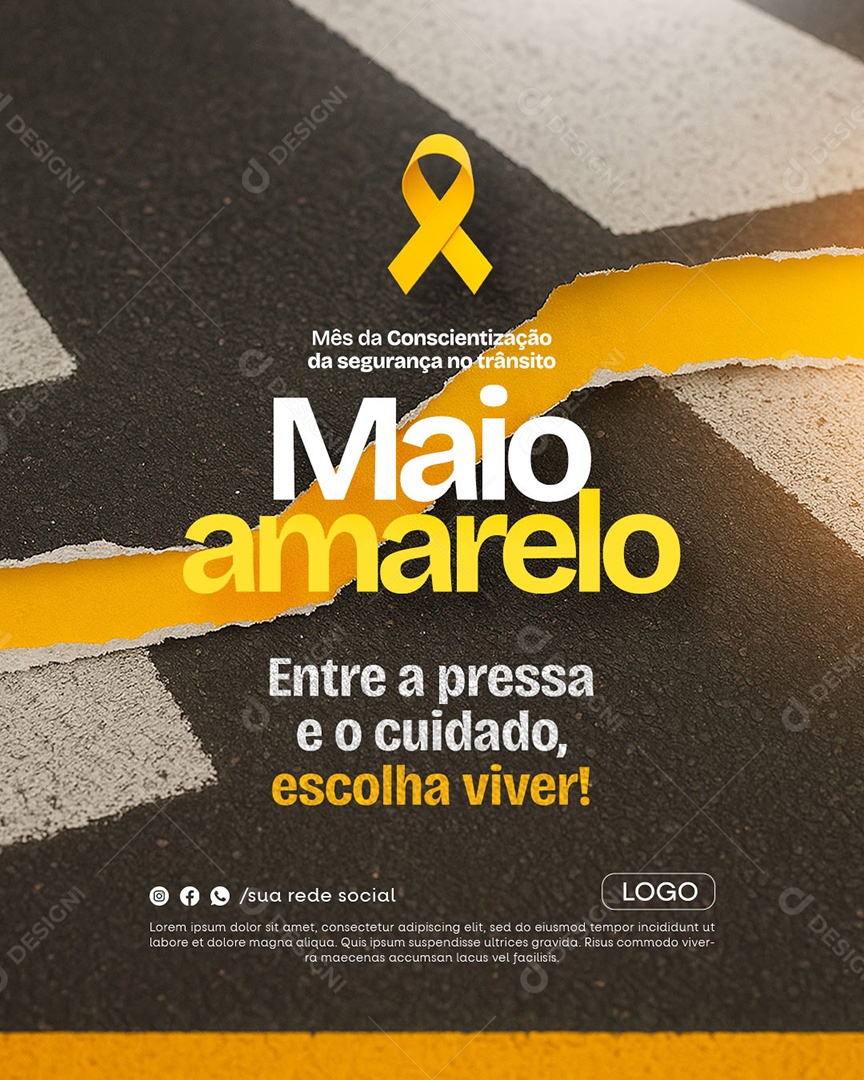 Maio Amarelo Respeito Coletivo Social Media PSD Editável