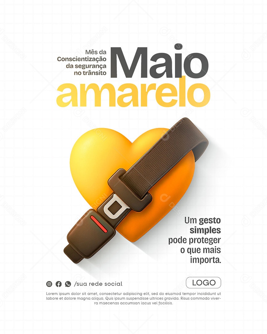 Maio Amarelo Respeito Coletivo Social Media PSD Editável