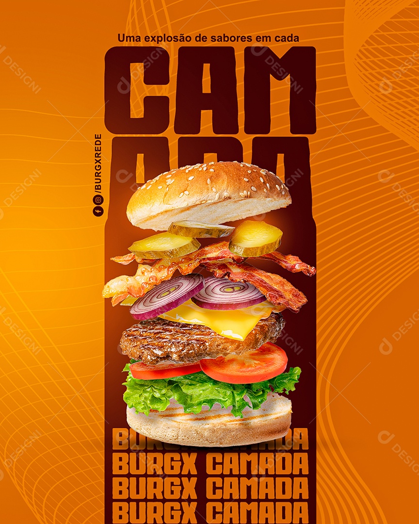 Hamburgueria Hambúrguer Camada Social Media PSD Editável
