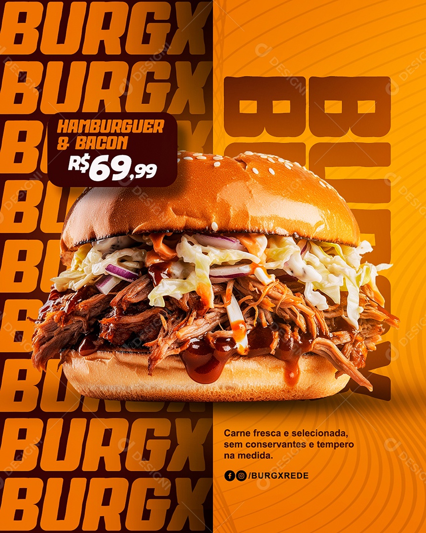 Hamburgueria Hambúrguer & Bacon Social Media PSD Editável