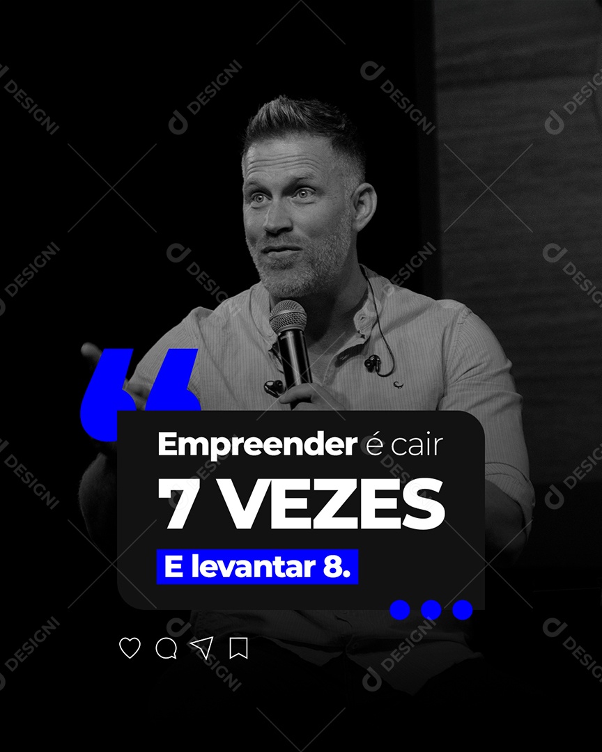 Frase Motivacional Aprender é Cair 7 Vezes e Levantar 8 Social Media PSD Editável