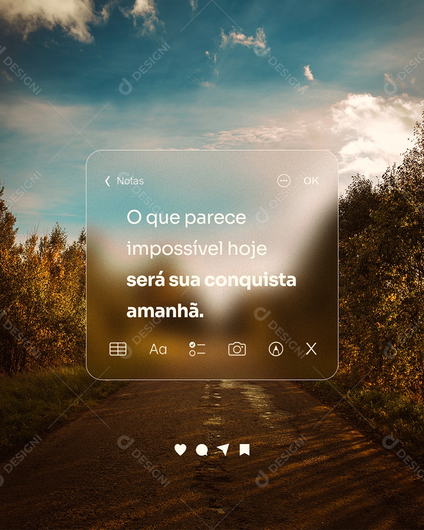 Frase Motivacional Oque Parece Impossivel Será Sua Conquista Social Media PSD Editável