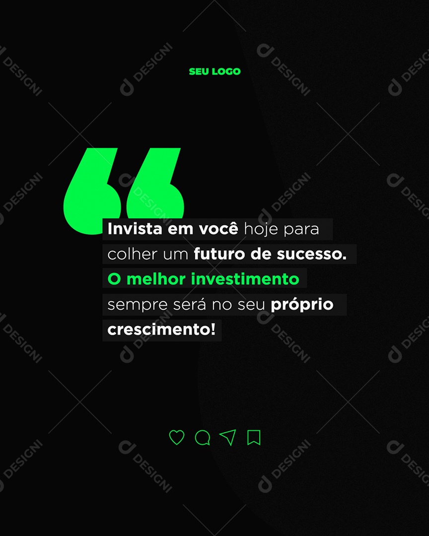Frase Motivacional Invista Em Você Social Media PSD Editável