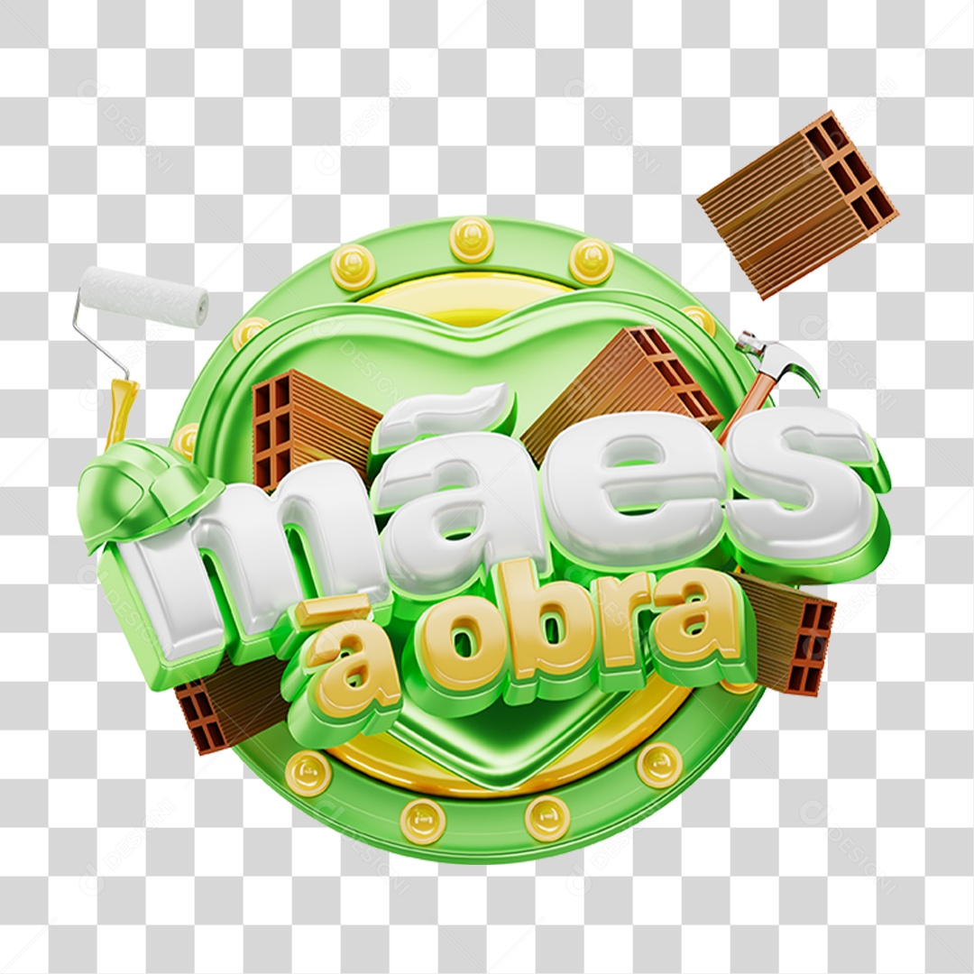 Selo 3D Mães á Obra PNG Transparente