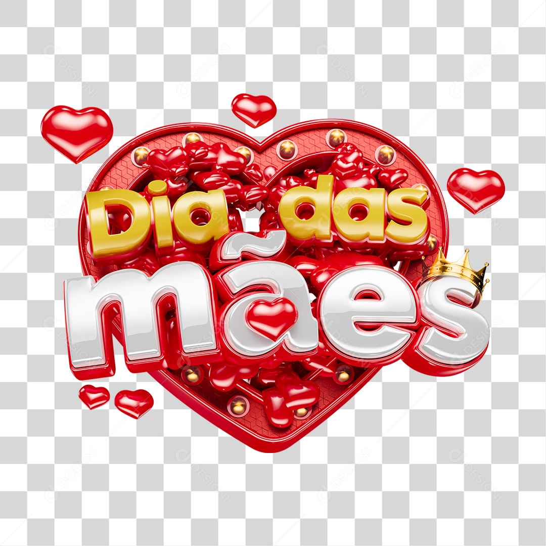 Selo 3D Dia das Mães PNG Transparente