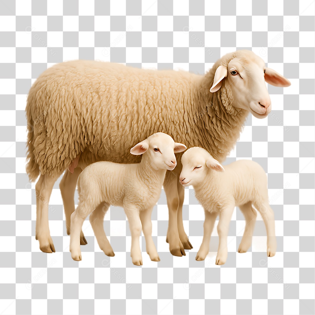 Ovelha com Filhotes PNG Transparente