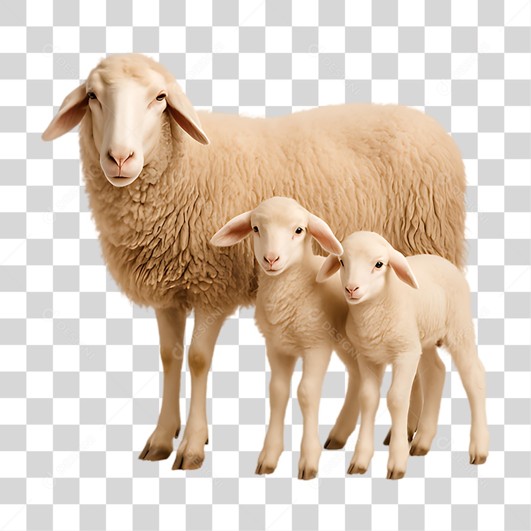 Ovelha com Filhotes PNG Transparente