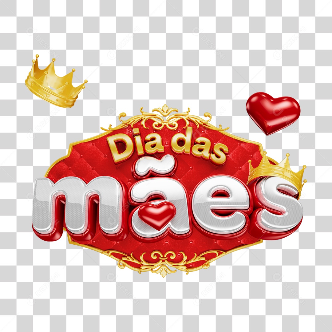 Selo 3D Dia das Mães PNG Transparente