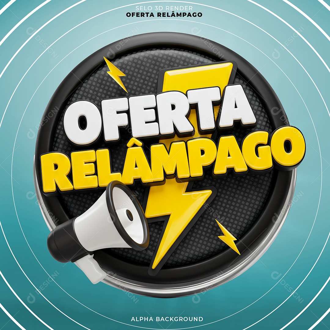 Ofertas Relâmpago Selo 3D Para Composição PSD