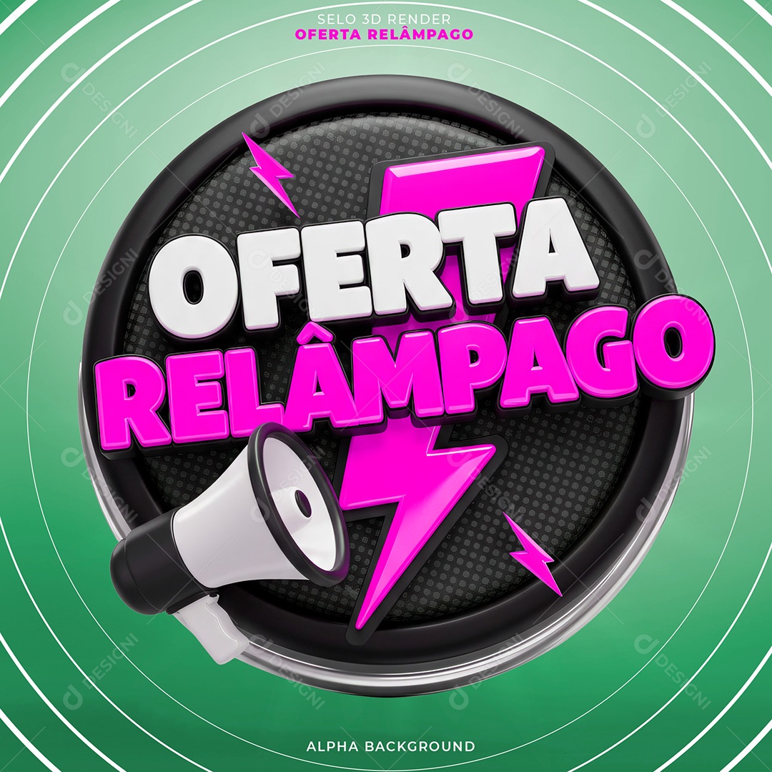 Ofertas Relâmpago Selo 3D Para Composição PSD