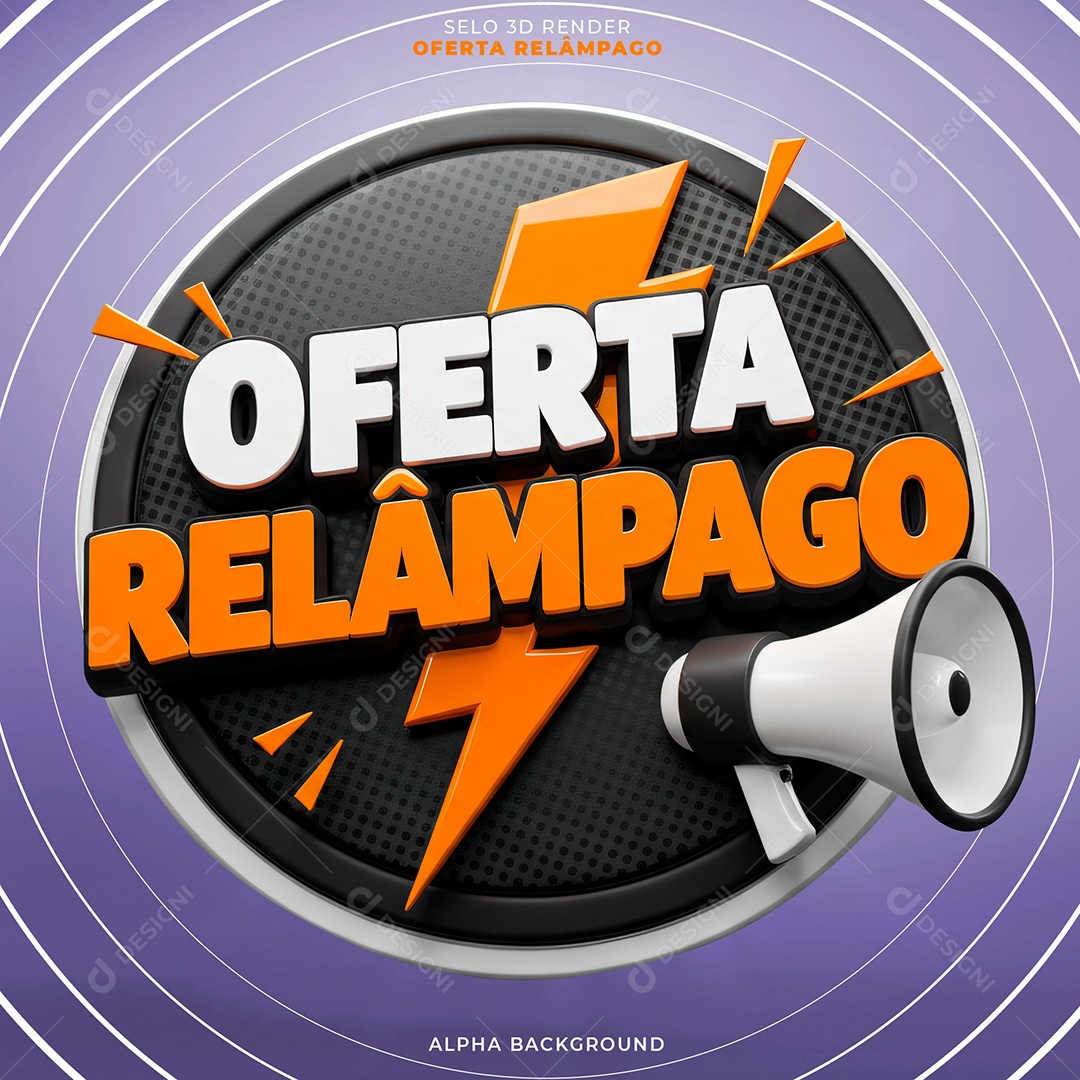 Ofertas Relâmpago Selo 3D Para Composição PSD