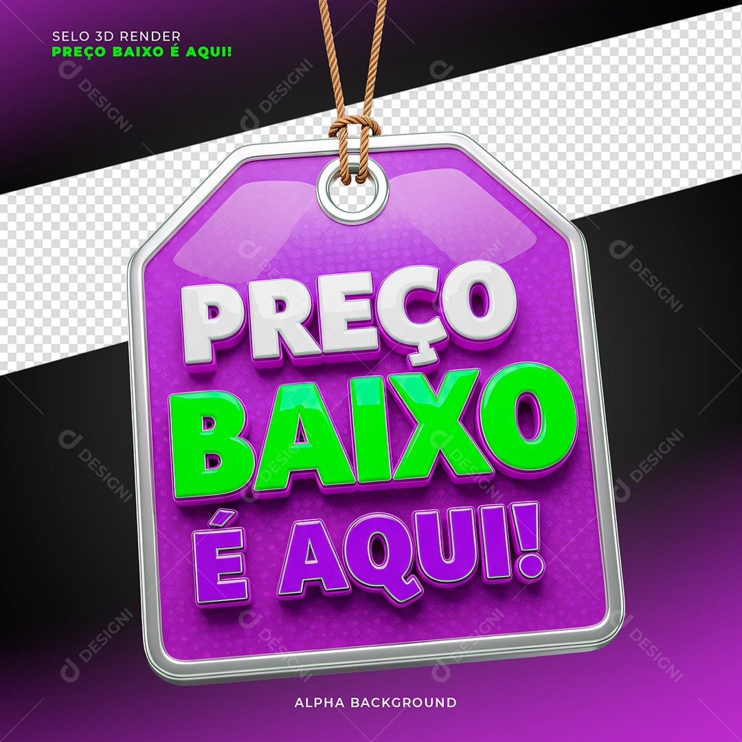 Preço Baixo é Aqui Selo 3D para Composição PSD