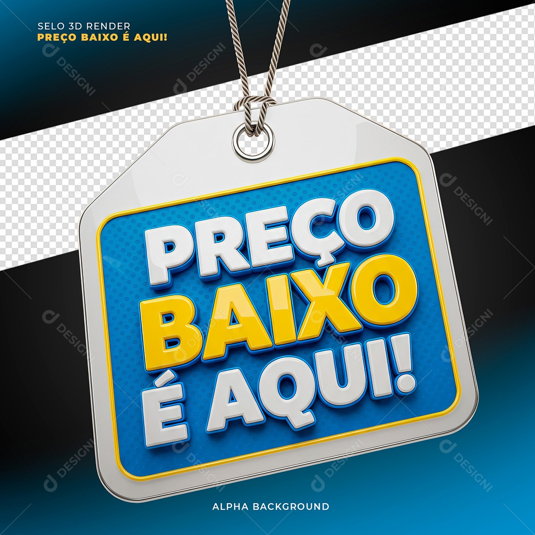 Preço Baixo é Aqui Selo 3D para Composição PSD