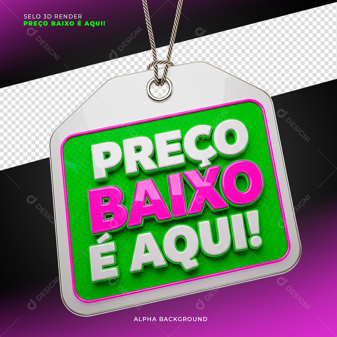 Preço Baixo é Aqui Selo 3D para Composição PSD