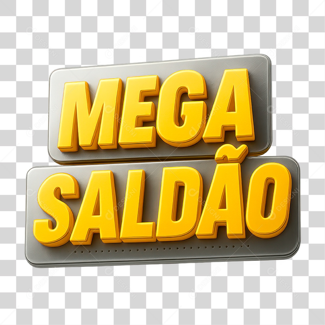 Selo 3D Mega Saldão para Composição PNG Transparente