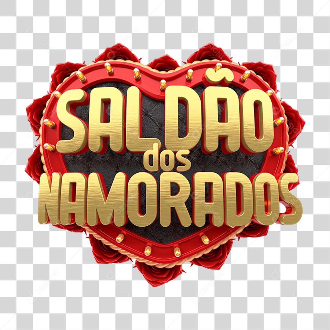 Selo 3D Saldão dos Namorados PNG Transparente