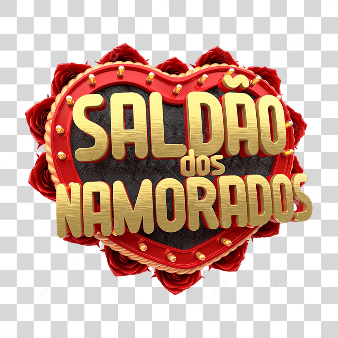 Selo 3D Saldão dos Namorados PNG Transparente