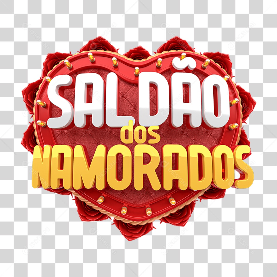 Selo 3D Saldão dos Namorados PNG Transparente