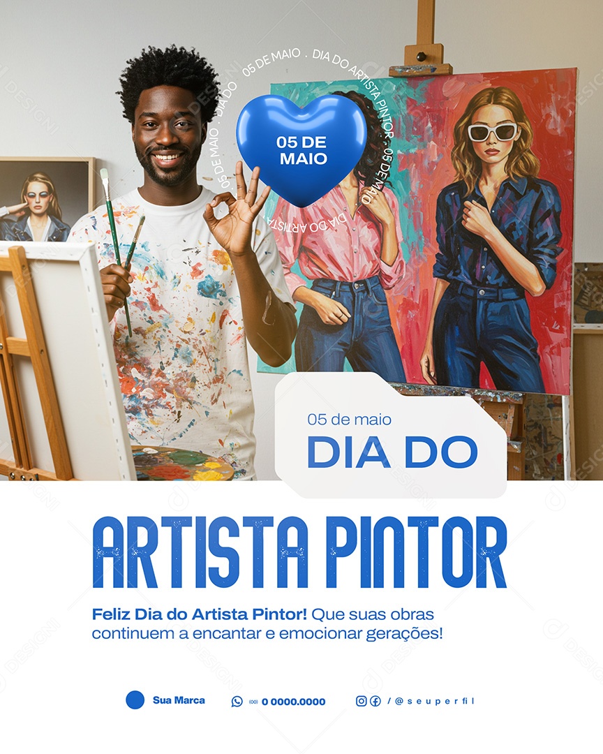 05 de Maio Dia do Artista Pintor  Social Media PSD Editável