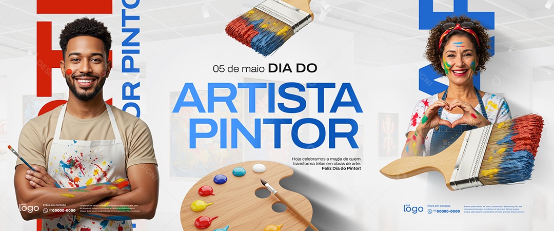05 de Maio Dia do Artista Pintor  Social Media PSD Editável
