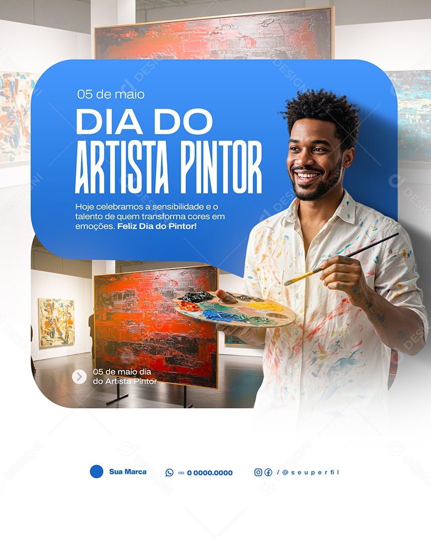 05 de Maio Dia do Artista Pintor  Social Media PSD Editável