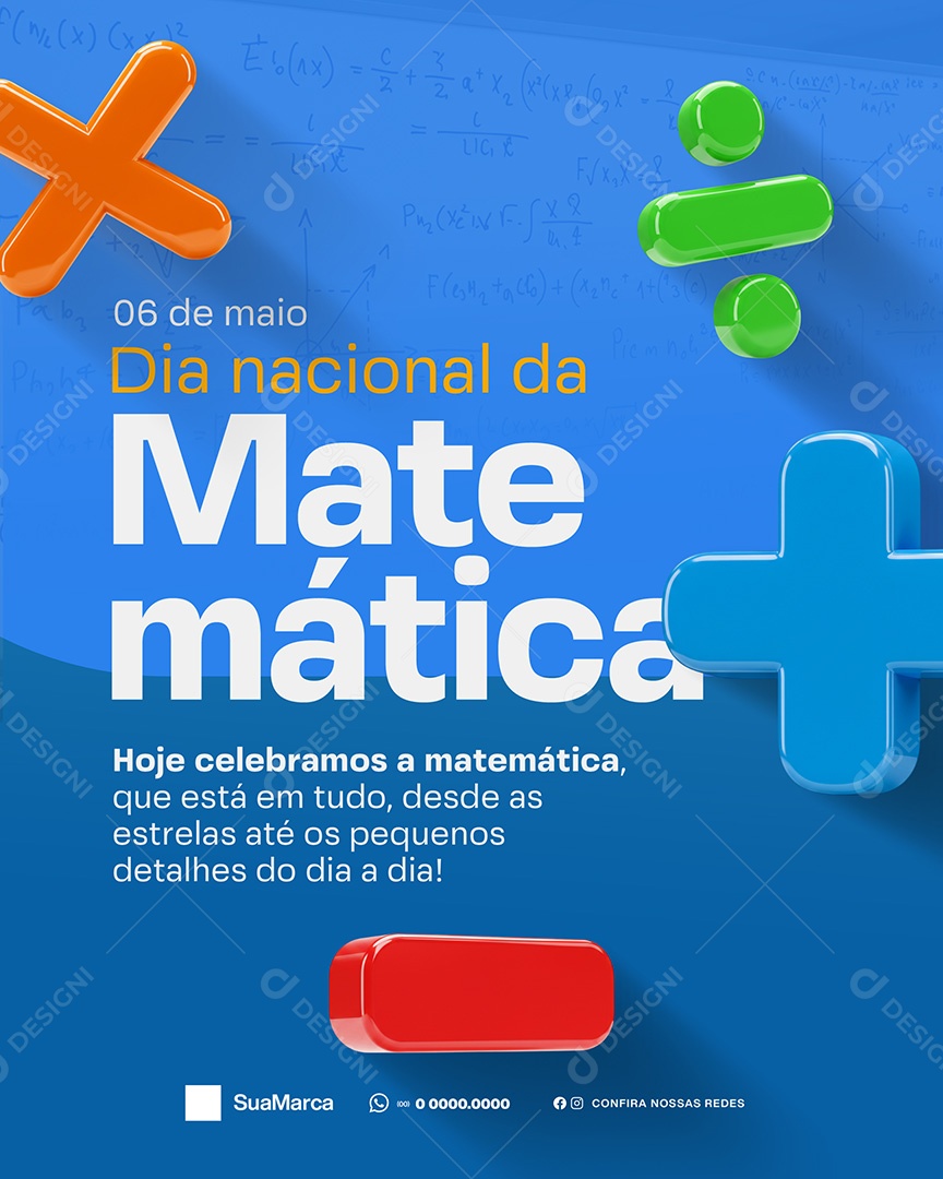 06 De Maio Dia Nacional da Matemática Social Media PSD Editável
