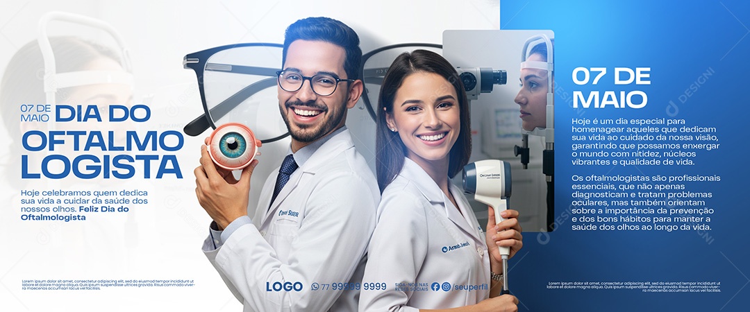 Dia do Oftalmologista 07 de Maio Social Media PSD Editável
