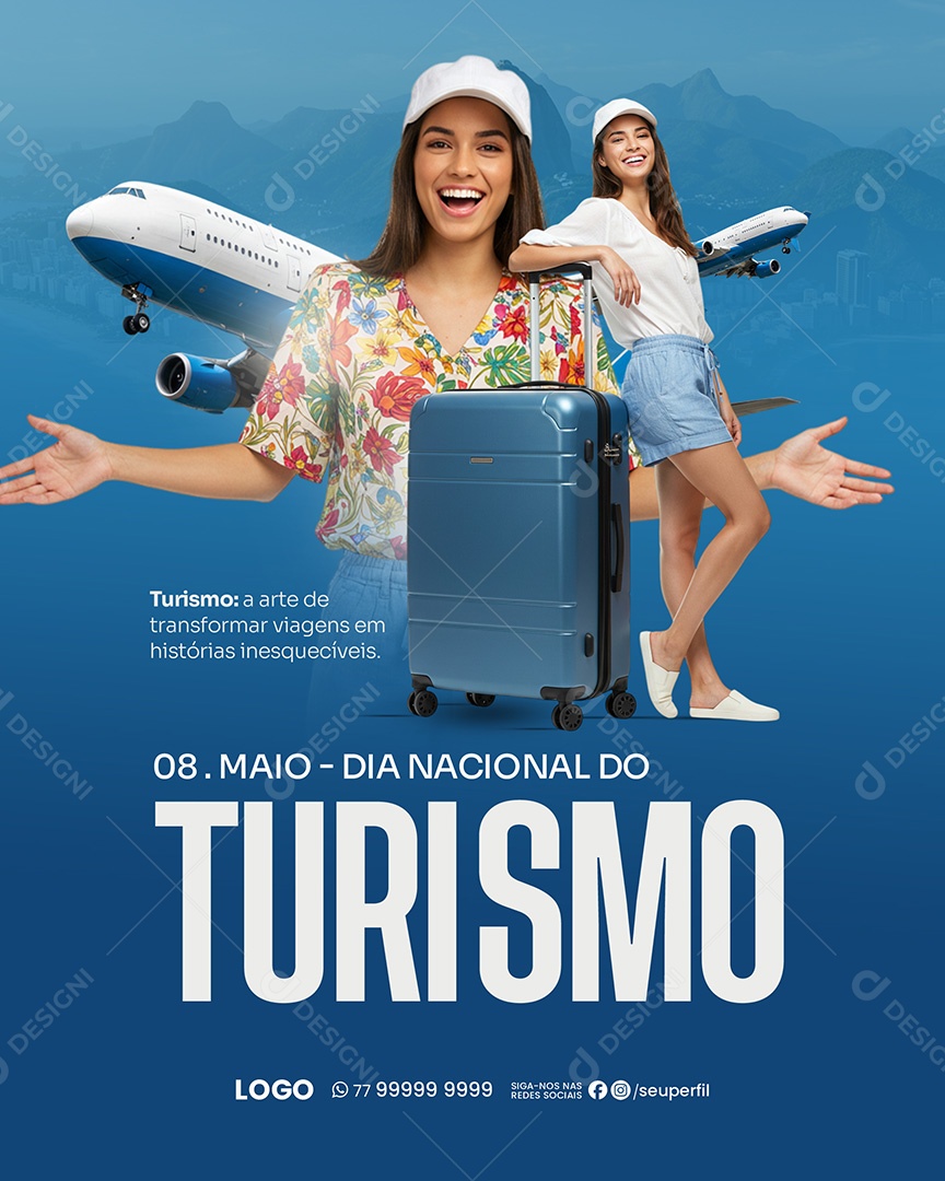 Feliz Dia do Turismo 08 de Maio Social Media PSD Editável