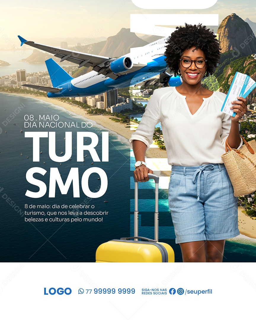 Feliz Dia do Turismo 08 de Maio Social Media PSD Editável