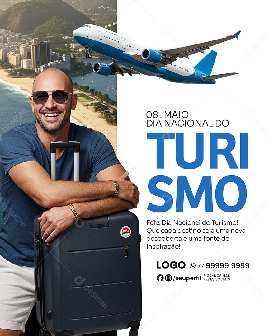 Feliz Dia do Turismo 08 de Maio Social Media PSD Editável