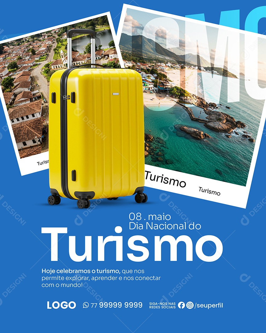 Feliz Dia do Turismo 08 de Maio Social Media PSD Editável