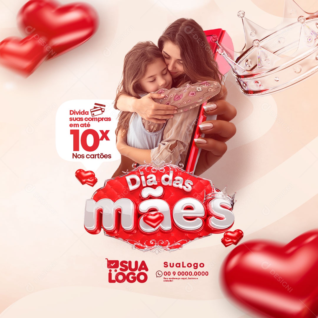 Dia das Mães Divida Suas Compras Em Até 10x Social Media PSD Editável