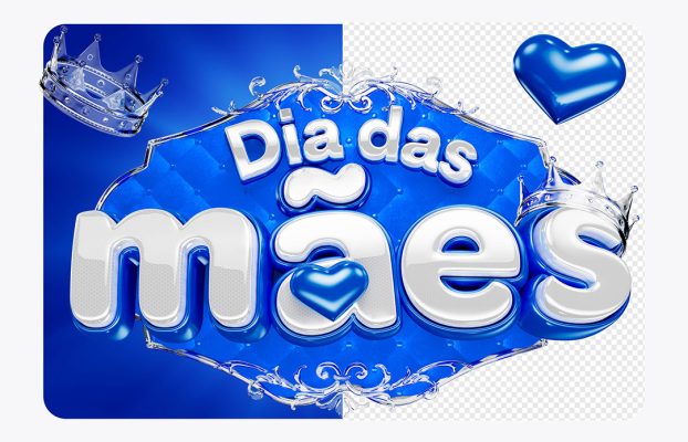 Selo 3D Dia das Mães Para Composição PSD