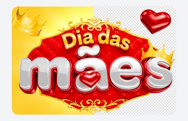 Selo 3D Dia das Mães Para Composição PSD