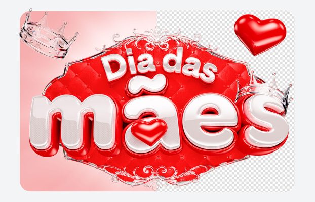 Selo 3D Dia das Mães Para Composição PSD