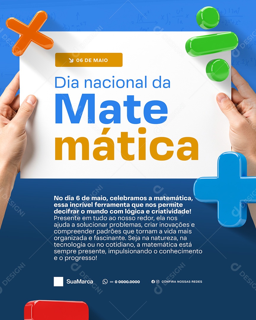 06 De Maio Dia Nacional da Matemática Social Media PSD Editável