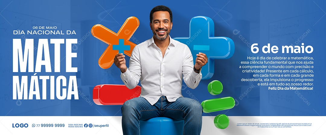 06 De Maio Dia Nacional da Matemática Social Media PSD Editável