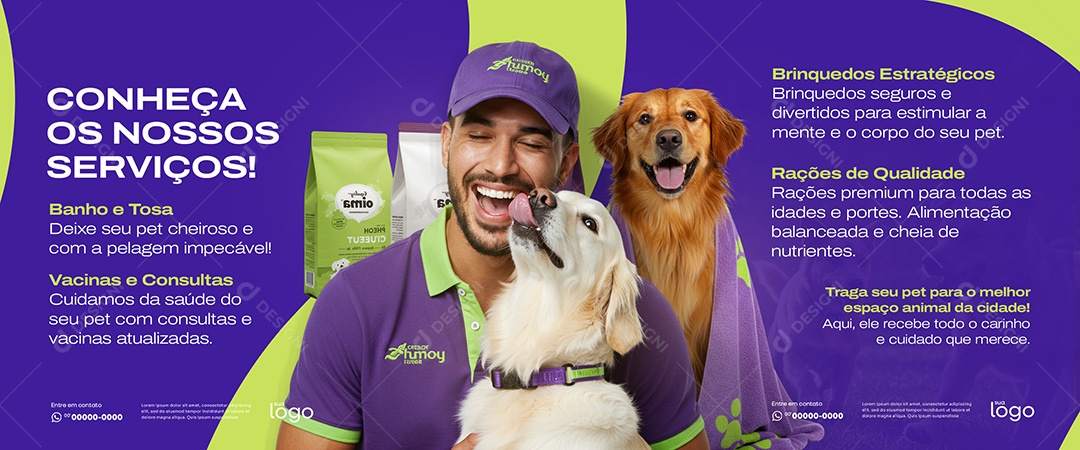 Pet Shop Nossos Serviços Social Media PSD Editável