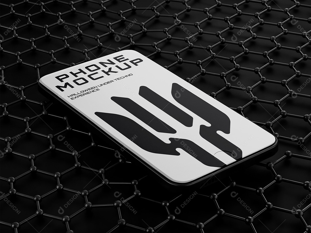 Celular em Estrutura de Grafeno Mockup PSD Editável