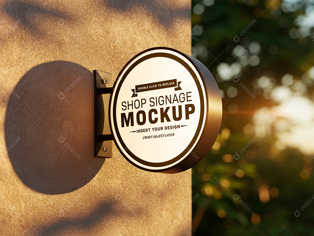 Placa Redonda para Loja Mockup PSD Editável