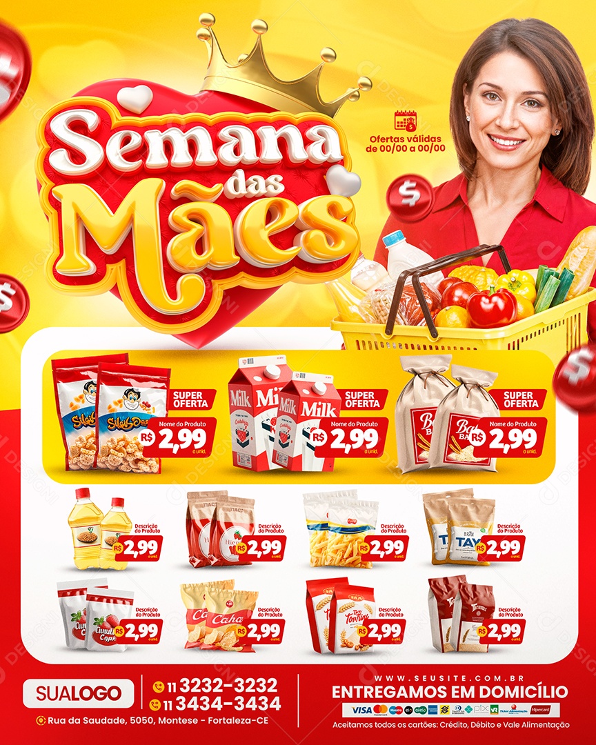 Tabloide Semana Das Mães Supermercado Social Media PSD Editável