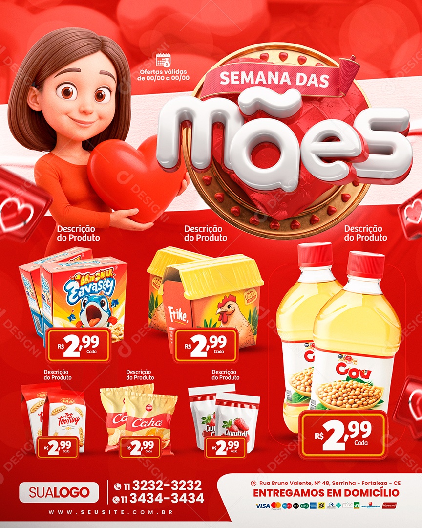 Tabloide Semana Das Mães Supermercado Social Media PSD Editável