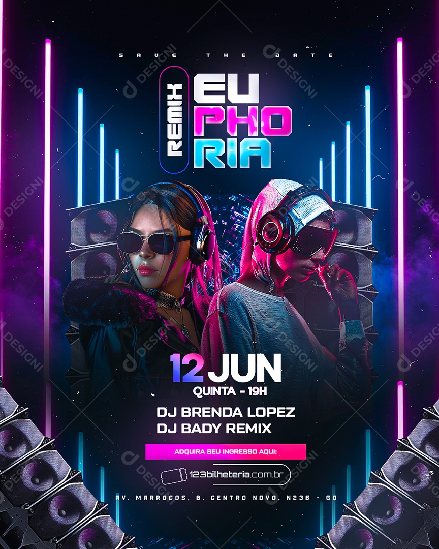 Flyer Remix Euphoria Social Media PSD Editável