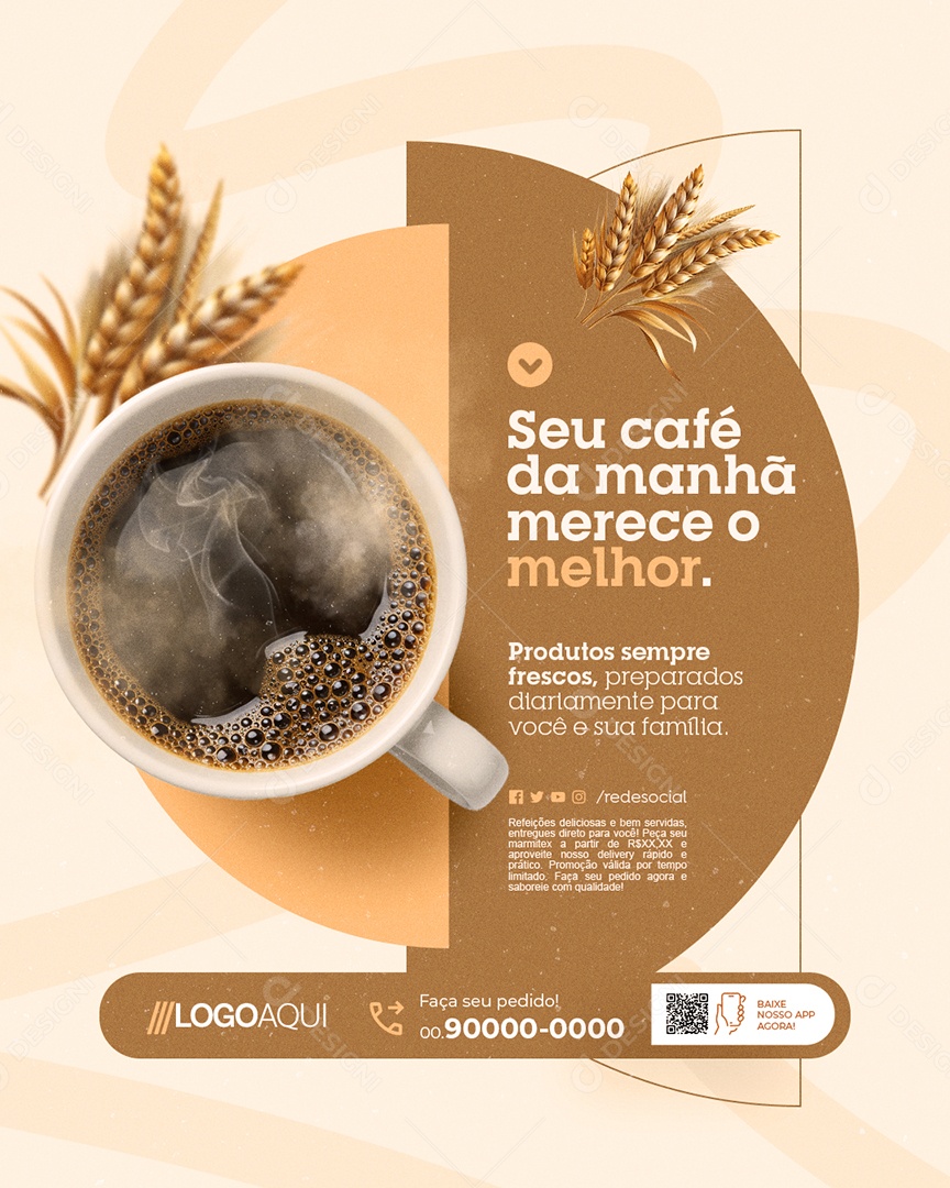 Padaria Seu Café da Manhã Merece o Melhor Social Media PSD Editável