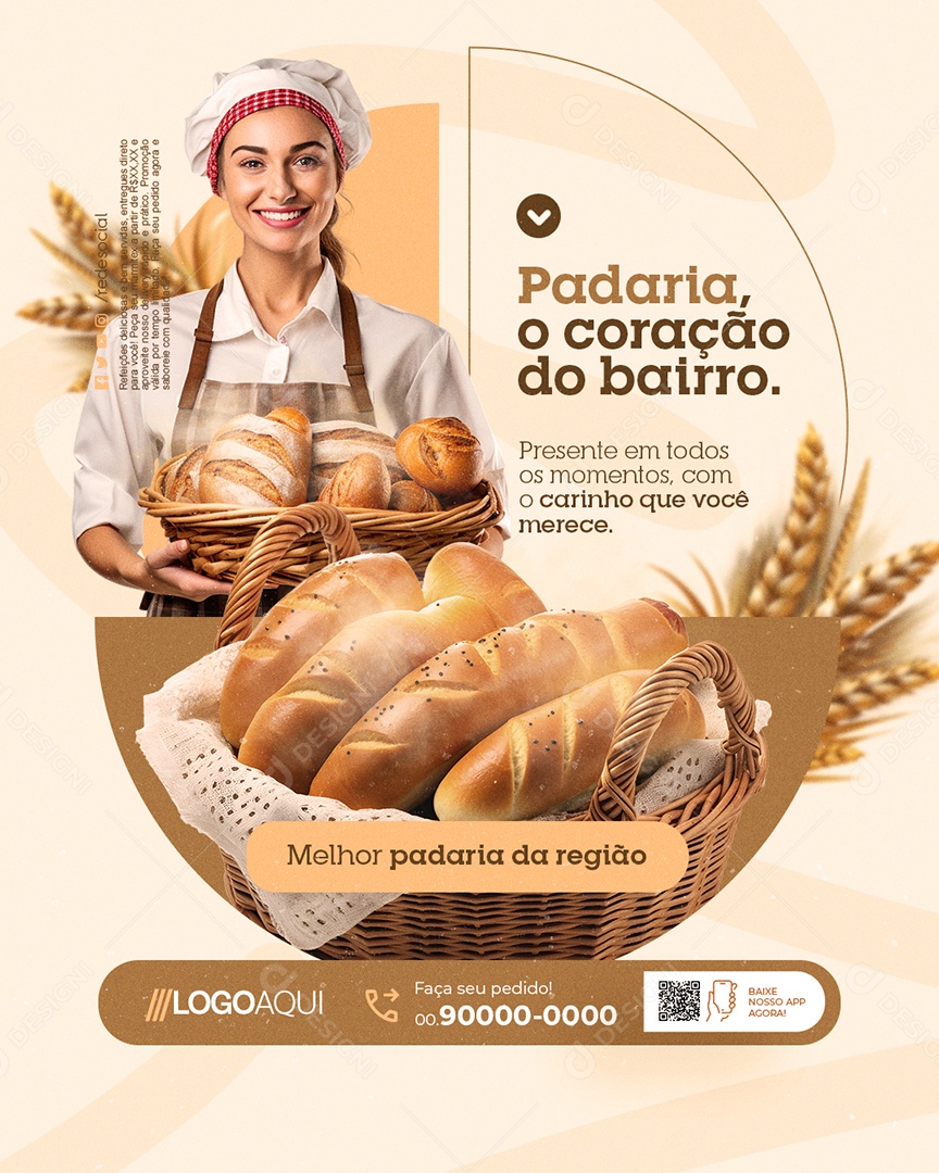 Padaria O Coração do Bairro Social Media PSS Editável