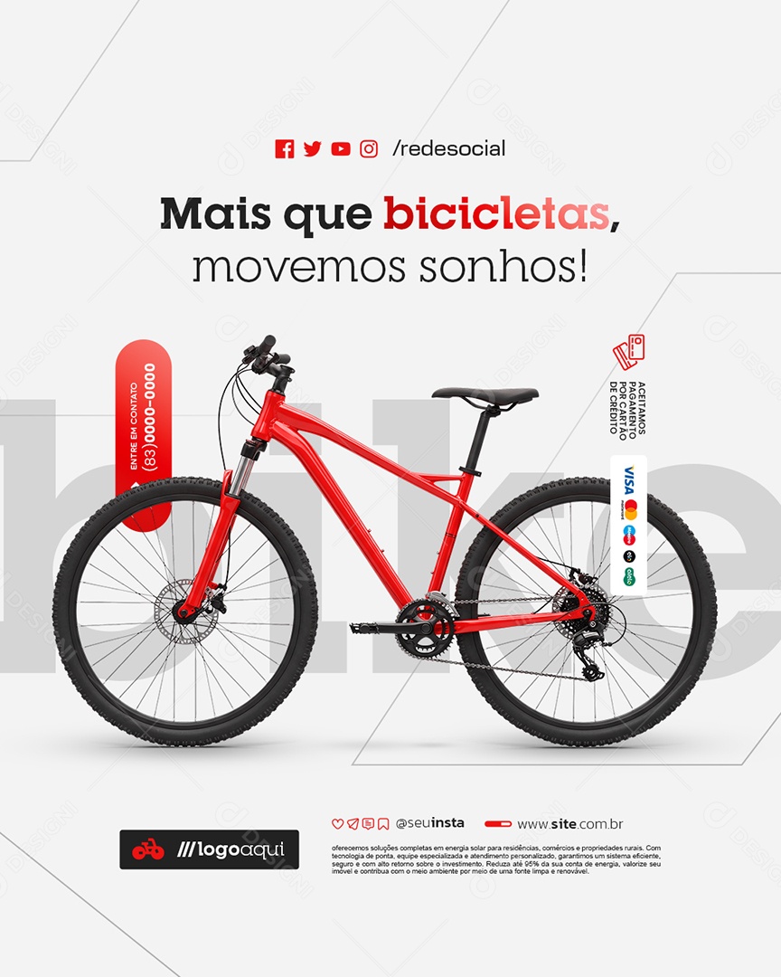 Bicicletaria Mais Que Bicicletas Movemos Sonhos Social Media PSD Editável