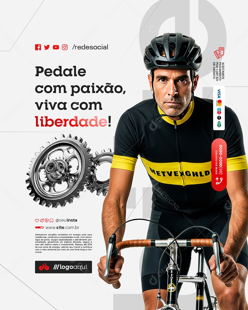 Bicicletaria Pedale com Paixão Viva com Liberdade Social Media PSD Editável