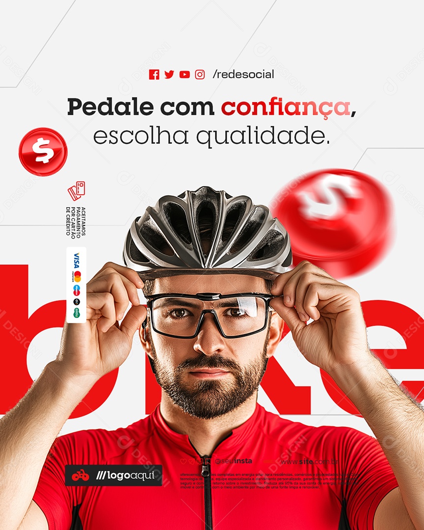 Bicicletaria Pedale com Confiança Social Media PSD Editável
